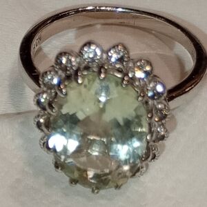 Vintage Sterling Silver Ring with Light Green Gemstone